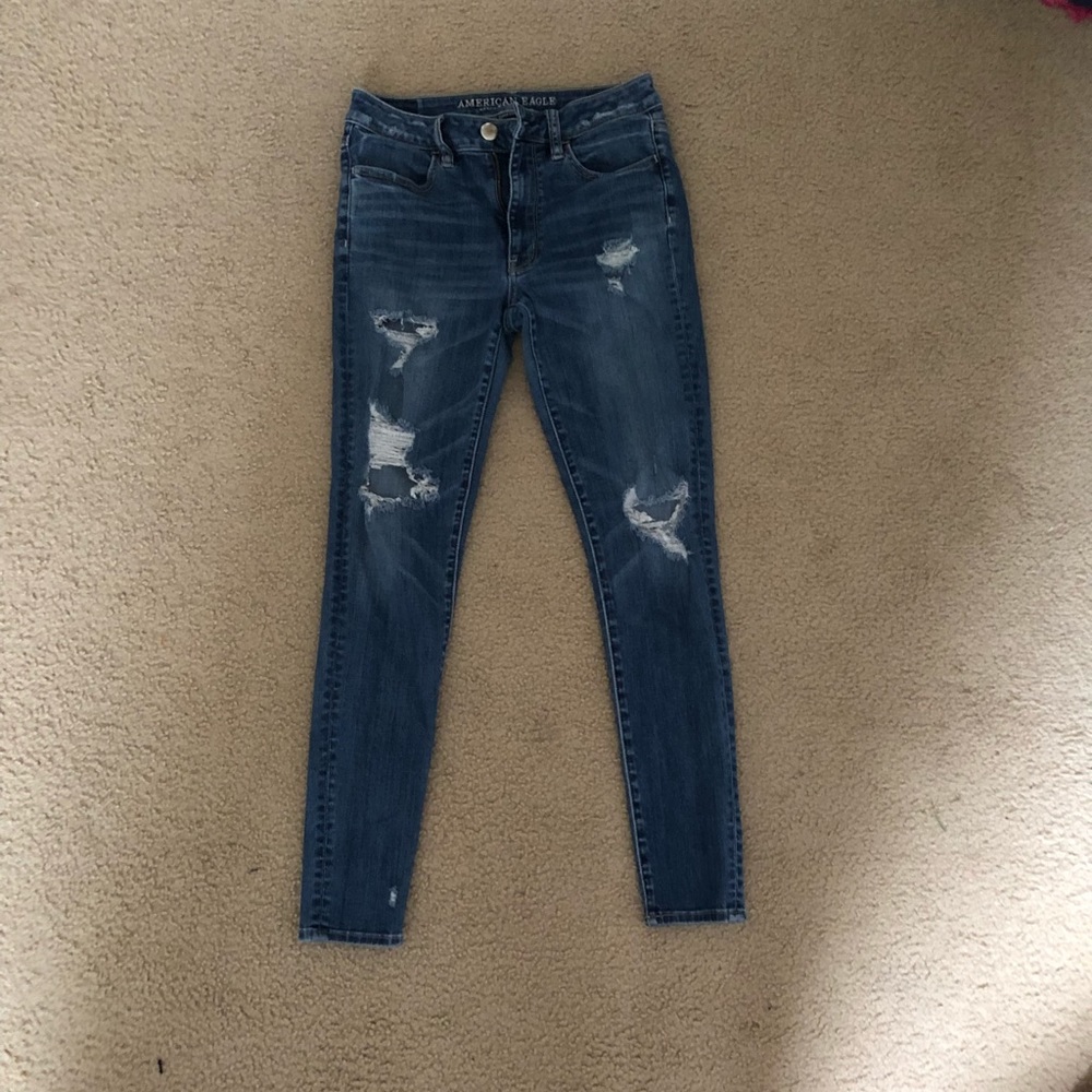 American Eagle high waisted distressed jeggings